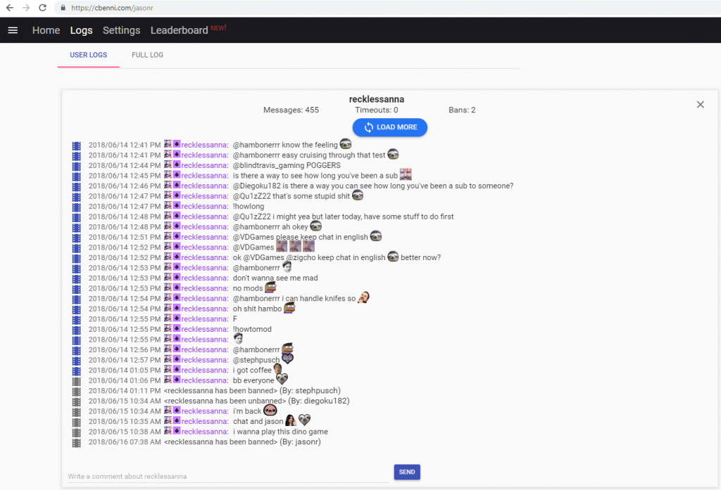 Logs twitch chat Payment Information