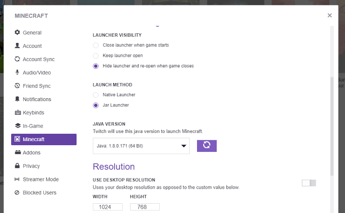 allocating more ram for minecraft in twitch launcher