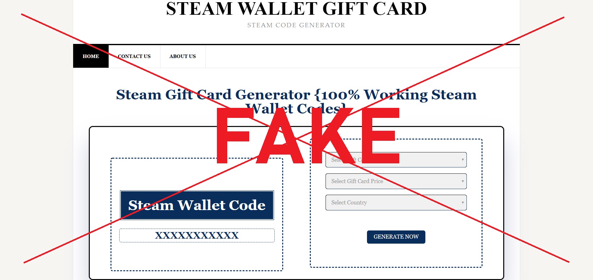 fake generator steam codes
